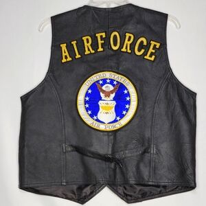 LEATHER US Air Force Motorcycle Vest‎ Size XL #391